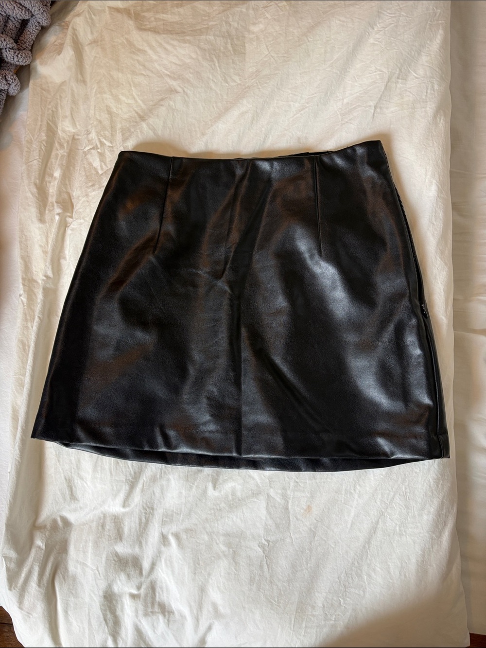 Black Vegan Leather Mini Skort